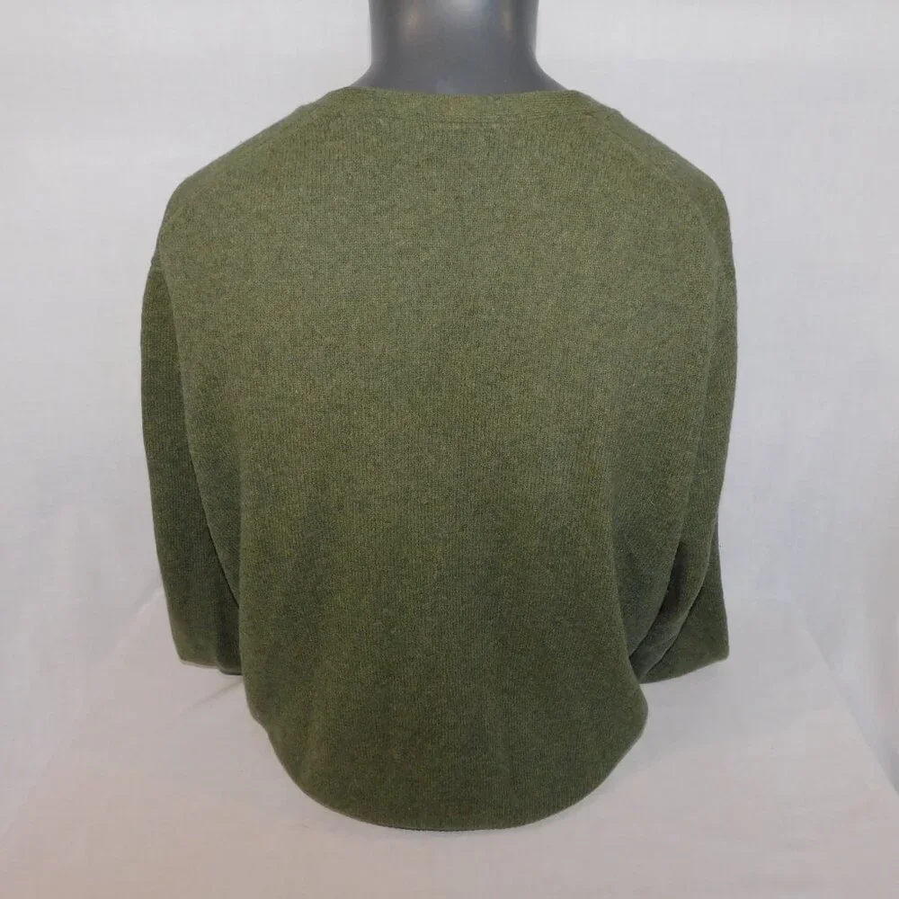 Grant Thomas Mens XL Green V neck 100% Wool Cardigan Grandpa Sweater - Picture 9 of 12
